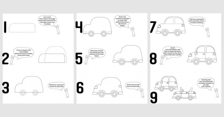 How to Draw a Car Steps 1 9 Kids Activities Blog 1024x534 1