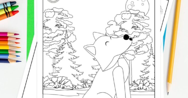 Free wolf coloring pages wolf howling at moon coloring page Kids Activities Blog