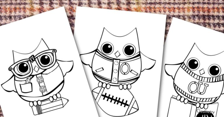 Wise Owl Coloring Pages Set from Kids Activities Blog FB