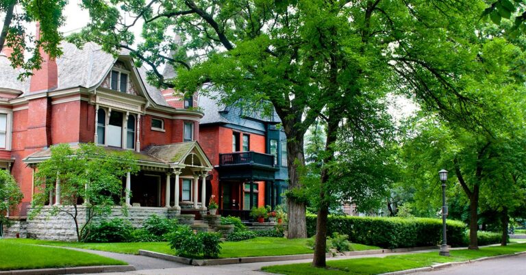 red brick victorian house on tree lined street gettyimages 171574350 1200w 628h